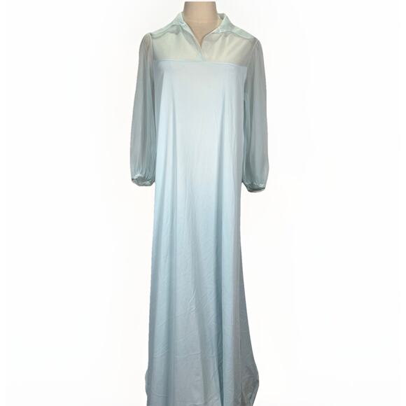 Vintage Miss Dior Long Nightgown Christian Dior Blue Size Medium Romantic